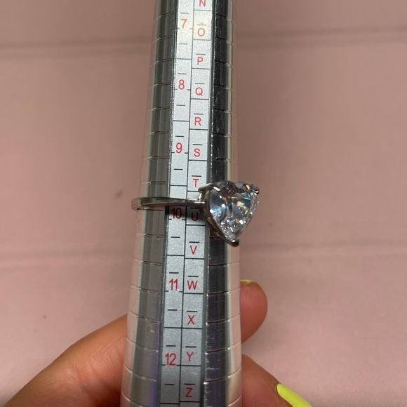 Silver with white Heart crystal Ring Size 9.75 - Picture 3 of 4